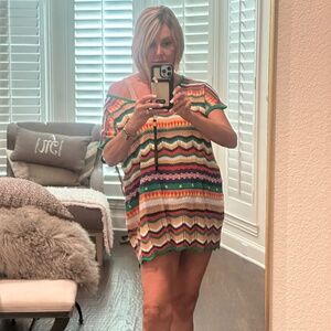 Multicolored Knit‎ Top/Coverup-Size Med